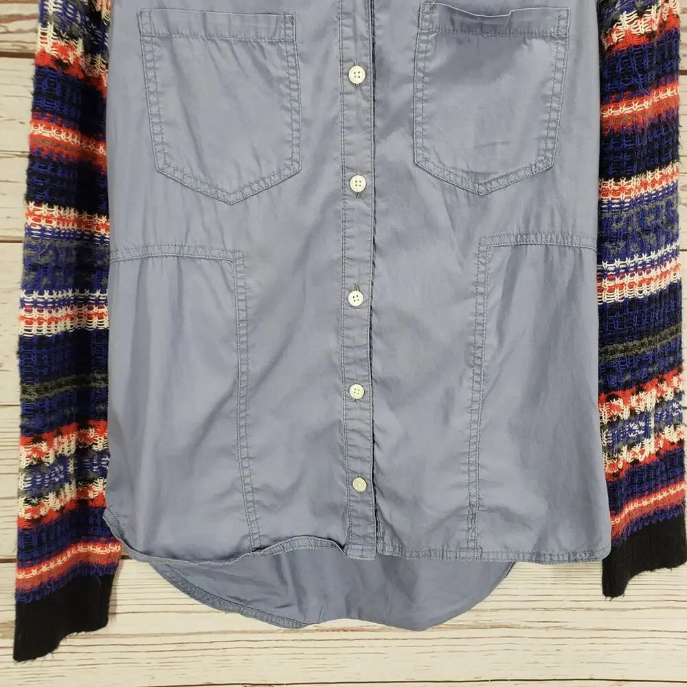 Free People Women's Fair Isle Sweater Knit Sleeve Top Size Medium